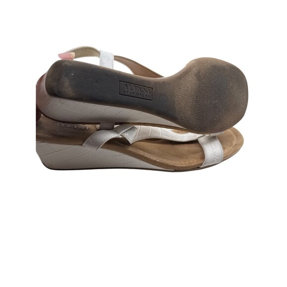 Alfani Size 10 White Crocodile-Embossed Wedge Sandals Elastic Back Strap - Picture 9 of 9